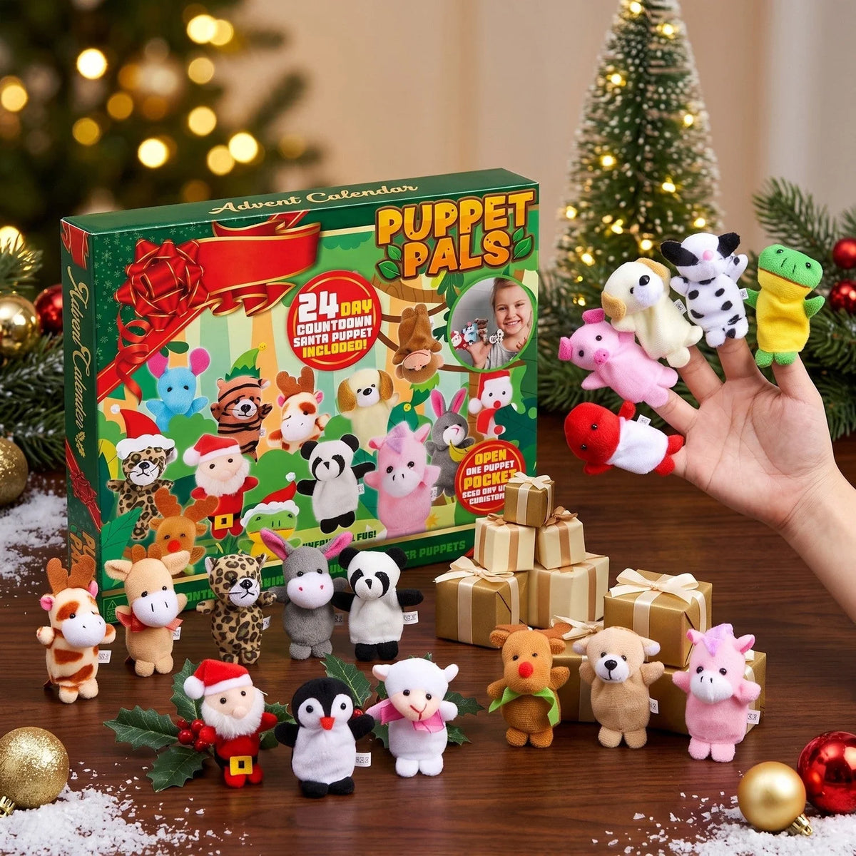 Advent Calendar Plush Finger Puppets Set of 24