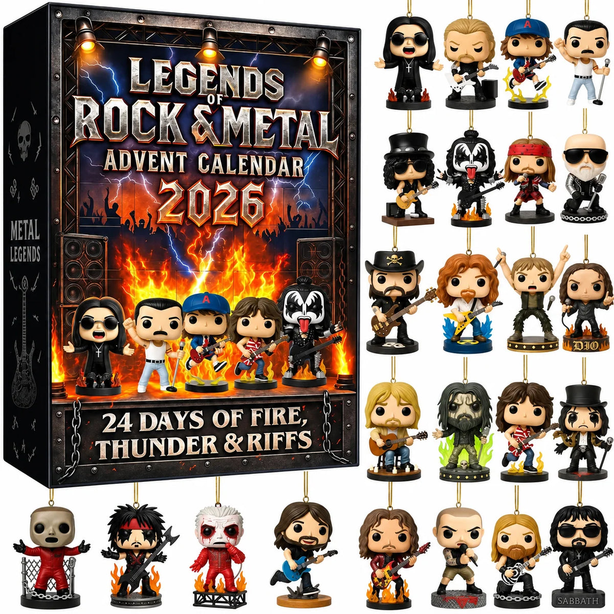 Advent Calendar Rock Icon Figures 24-Piece 3D PVC Set