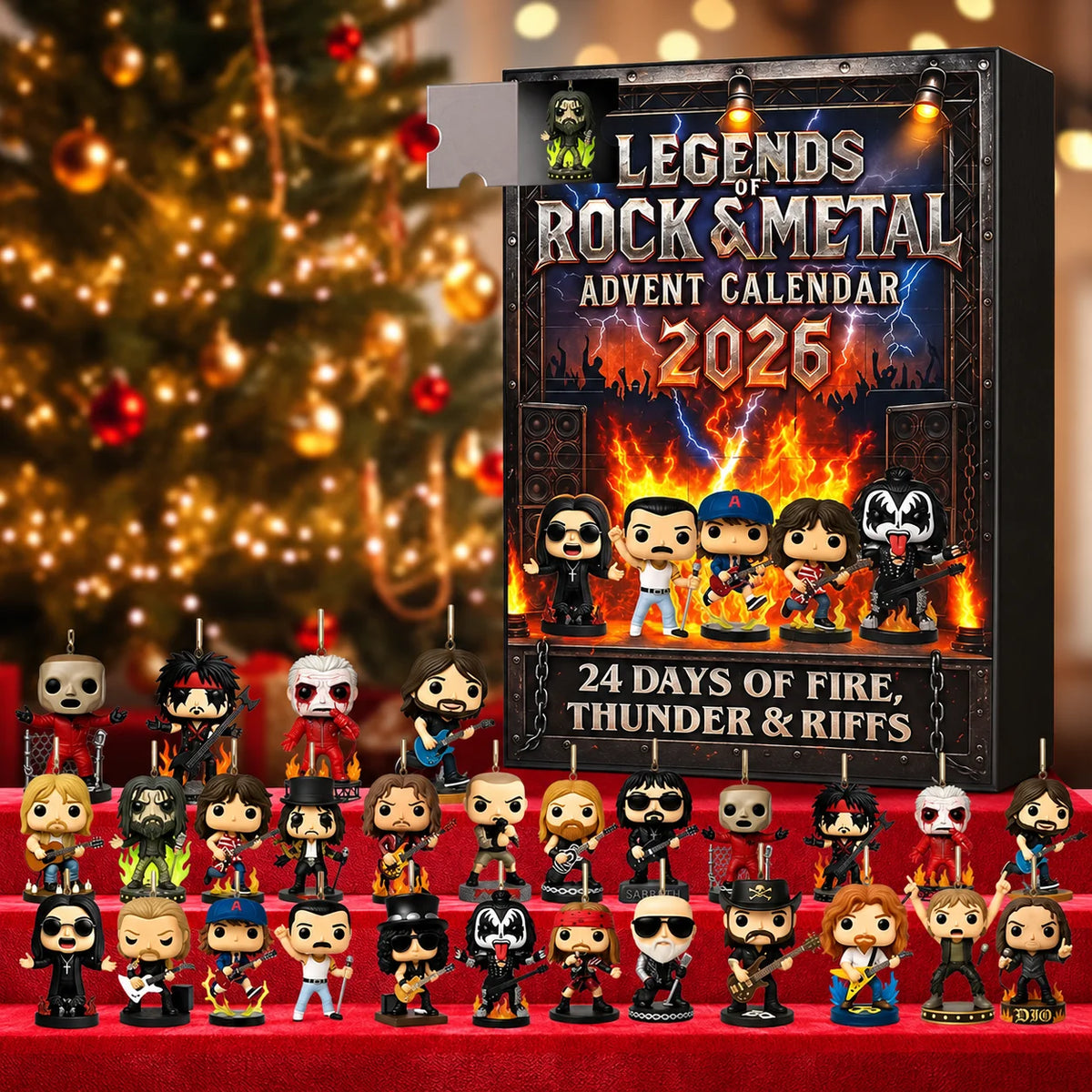 Advent Calendar Rock Icon Figures 24-Piece 3D PVC Set