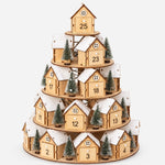 Advent Calendar Wooden Village 25 Numbered Drawers