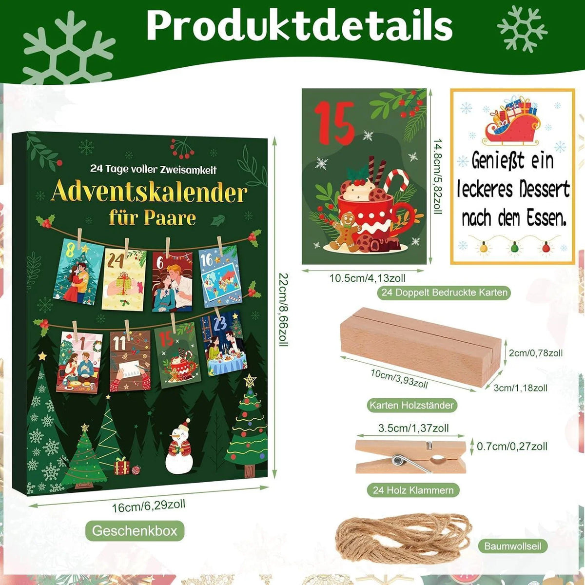 Advent Calendar for Couples 24 Double-Sided Activity Cards