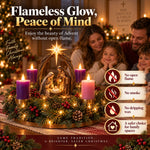 Advent Wreath Lighted Nativity Scene Four Flameless Candles