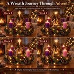 Advent Wreath Lighted Nativity Scene Four Flameless Candles