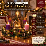 Advent Wreath Nativity Scene Four Flameless LED Candles
