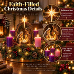 Advent Wreath Nativity Scene Four Flameless LED Candles