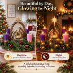 Advent Wreath Nativity Scene Four Flameless LED Candles