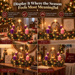 Advent Wreath Nativity Scene Four Flameless LED Candles