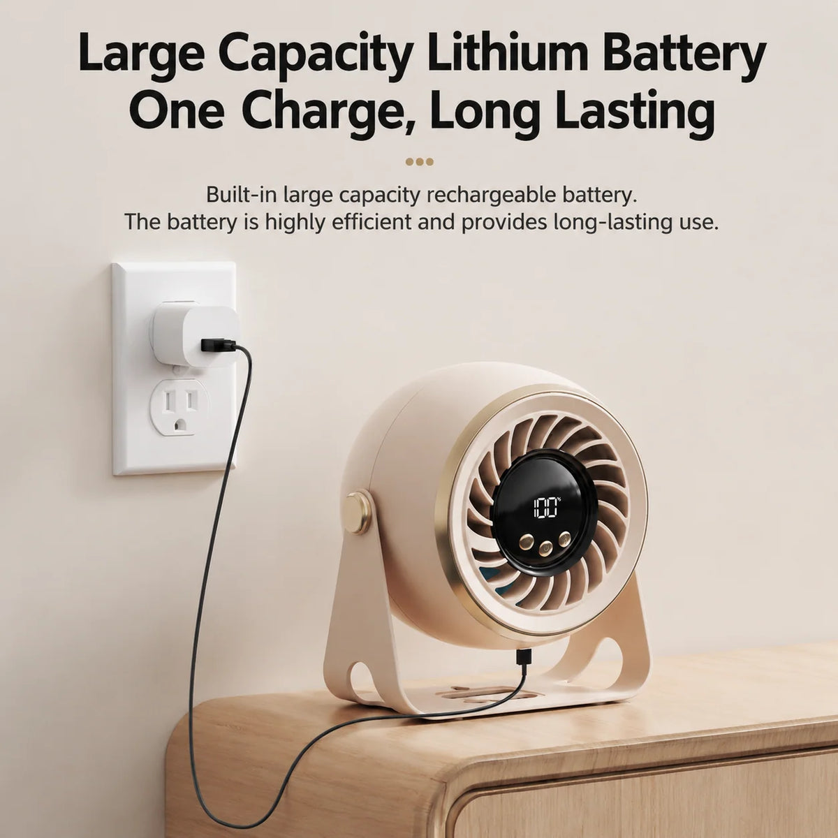 Air Circulator Fan Rechargeable Cordless Quiet 360° Adjustable Airflow