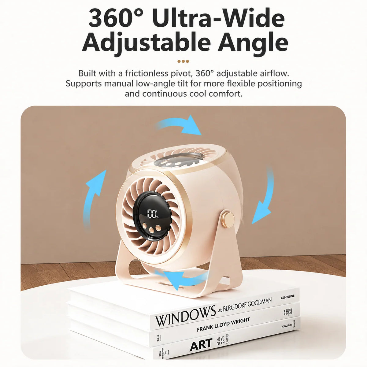 Air Circulator Fan Rechargeable Cordless Quiet 360° Adjustable Airflow