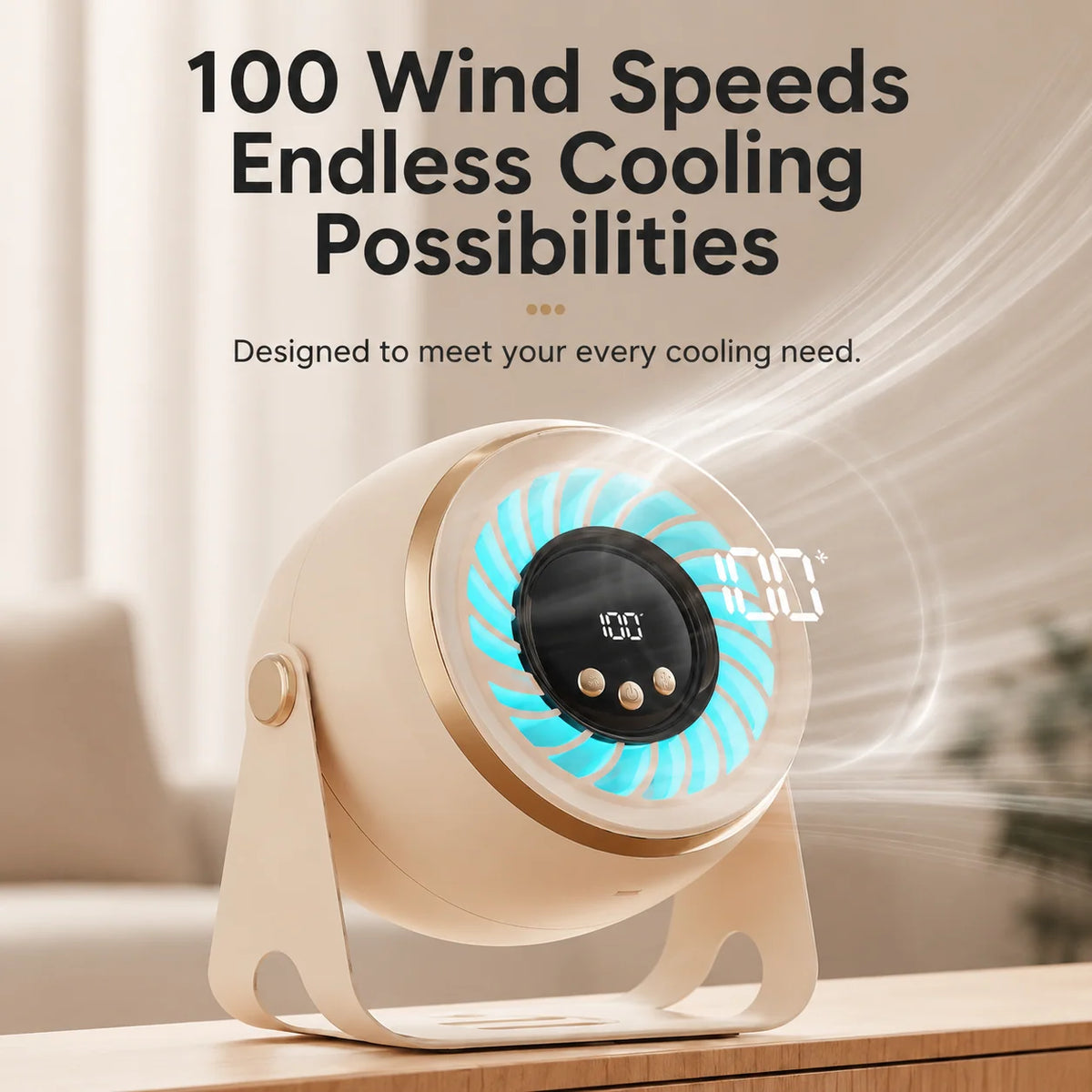 Air Circulator Fan Rechargeable Cordless Quiet 360° Adjustable Airflow