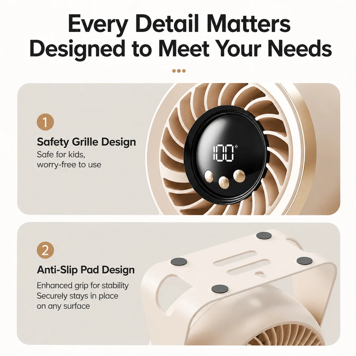 Air Circulator Fan Rechargeable Cordless Quiet 360° Adjustable Airflow