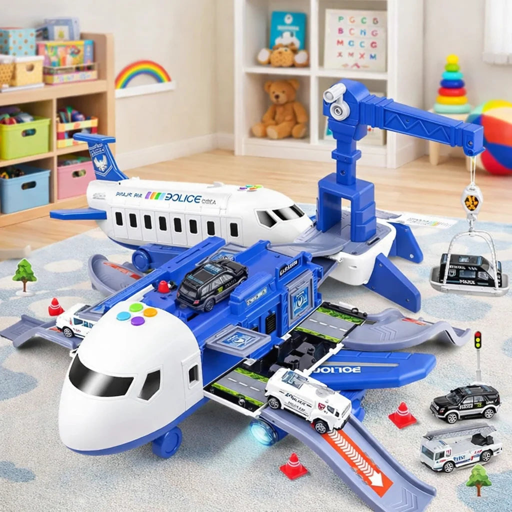 Airplane Playset With Airport Service Vehicles Durable Plastic