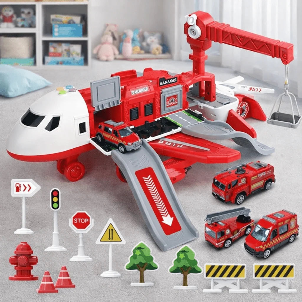 Airplane Playset With Airport Service Vehicles Durable Plastic
