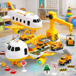 Airplane Playset With Airport Service Vehicles Durable Plastic