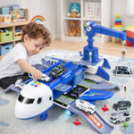 Airplane Playset With Airport Service Vehicles Durable Plastic