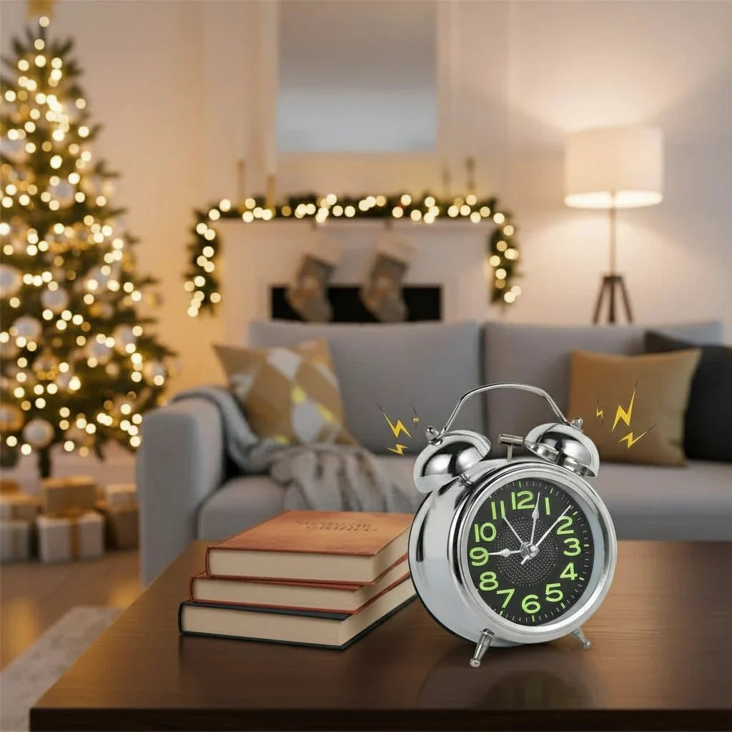 Alarm Clock Twin-Bell Extra-Loud Silent Quartz Movement