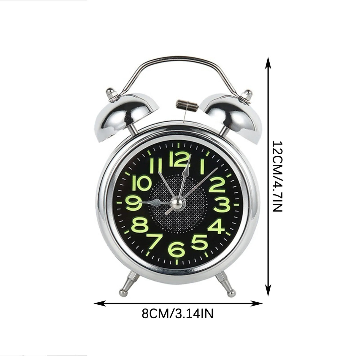 Alarm Clock Twin-Bell Extra-Loud Silent Quartz Movement