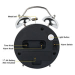 Alarm Clock Twin Bell Loud Alarm Silent Quartz Movement