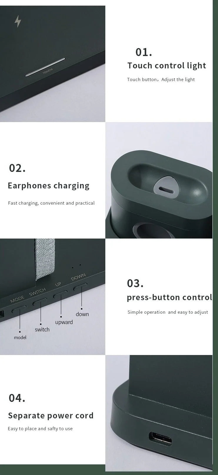 Alarm Clock Wireless Charging Night Light