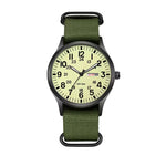 Analog Watch Large Numerals Day-Date Display Woven Fabric Strap