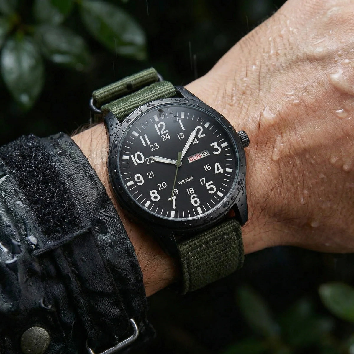Analog Watch Woven Fabric Strap Day-Date Display