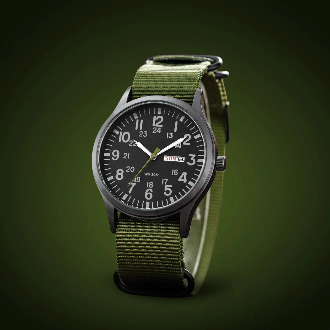 Analog Watch Woven Fabric Strap Day-Date Display