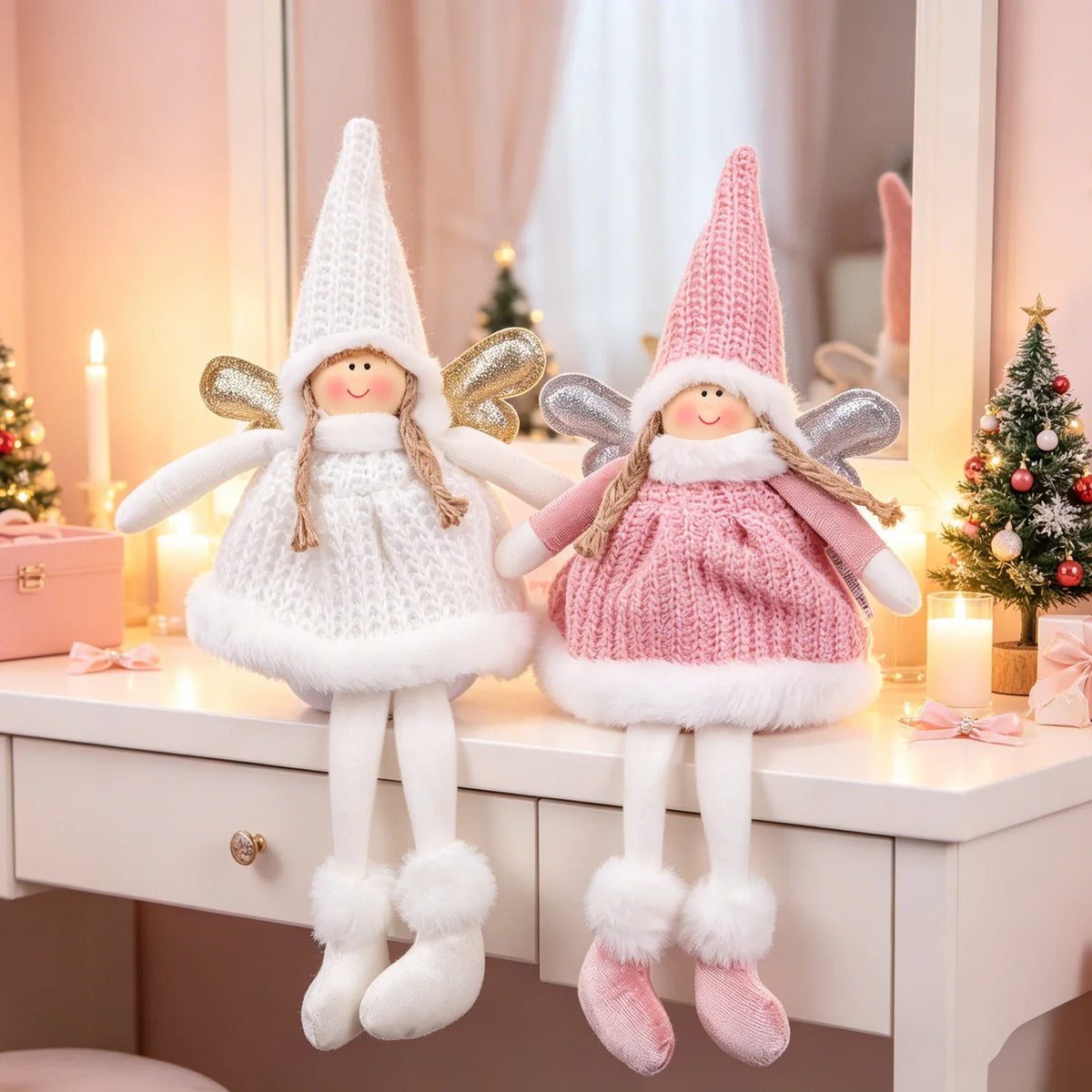 Angel Figurine Handmade Textile Shelf & Mantel Six Colors