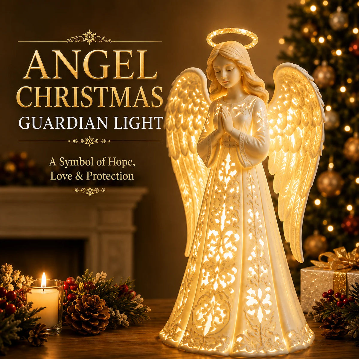 Angel Light Warm LED Praying Figure