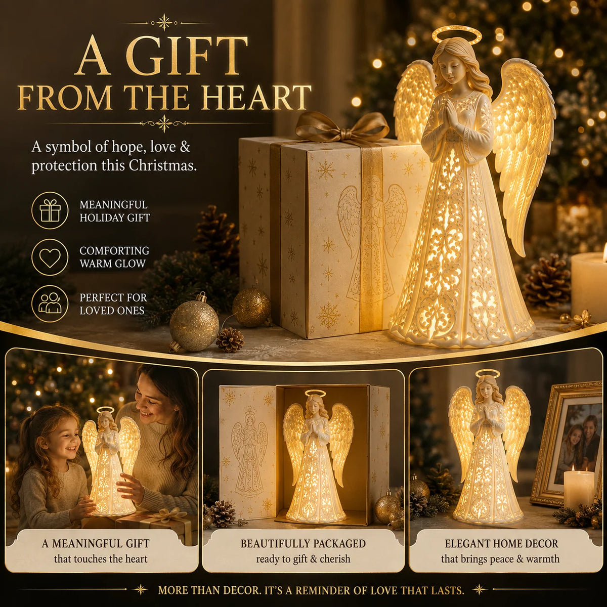 Angel Light Warm LED Praying Figure