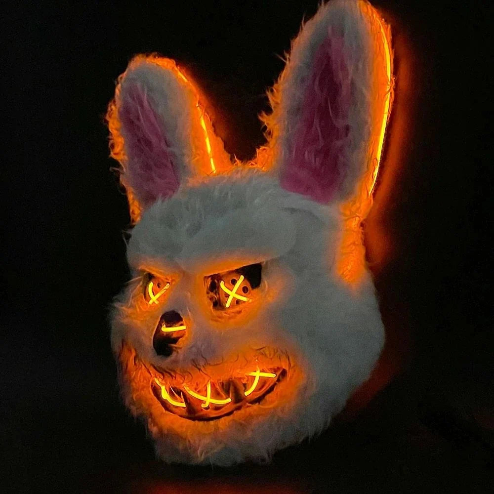 Animal Mask Glowing LED Eyes Battery-Powered Rabbit or Bear Design