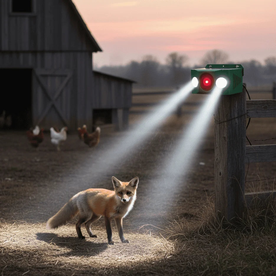Animal Repellent Solar-Powered Alarm & LED Deterrentsેણ
