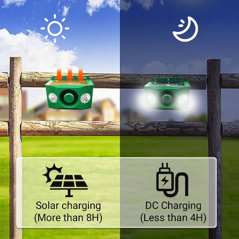 Animal Repellent Solar-Powered Alarm & LED Deterrentsેણ
