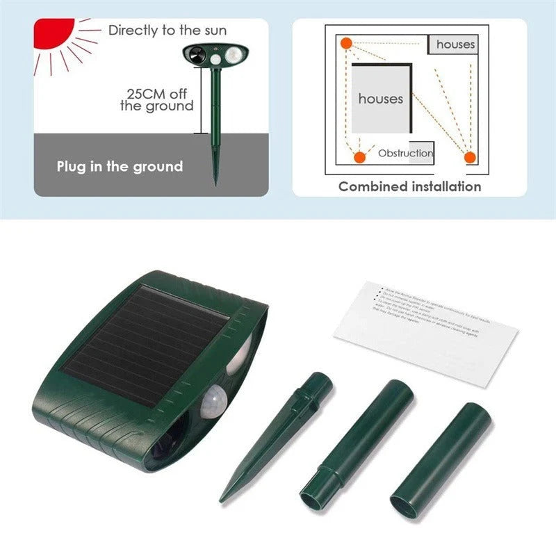 Animal Repellent Solar Ultrasonic Motion-Activated