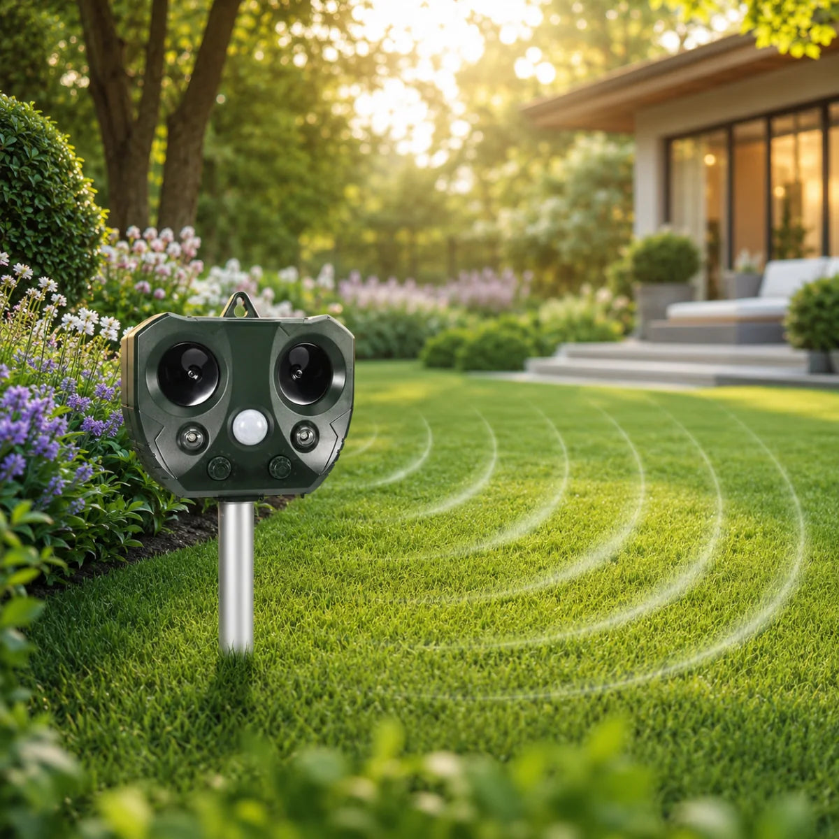 Animal Repeller Solar-Powered Ultrasonic PIR Motion Sensor