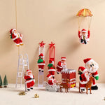 Animated Santa Figurine Climbing Motion Lights & Sound Battery-Powered