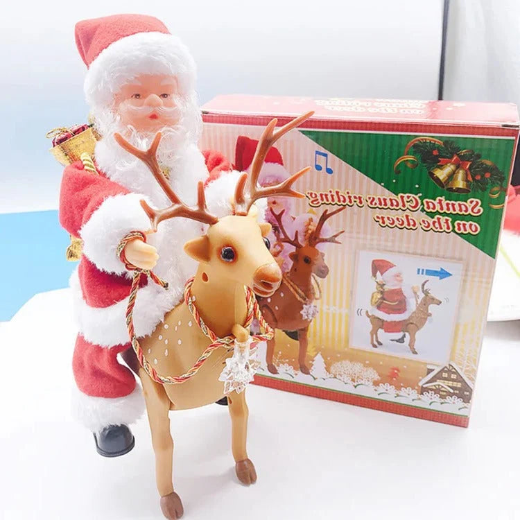Animated Santa Figurine Climbing Motion Lights & Sound Battery-Powered