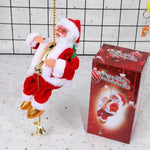 Animated Santa Figurine Climbing Motion Lights & Sound Battery-Powered