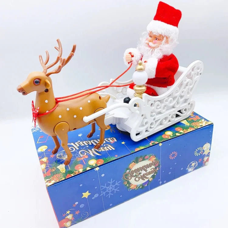 Animated Santa Figurine Climbing Motion Lights & Sound Battery-Powered