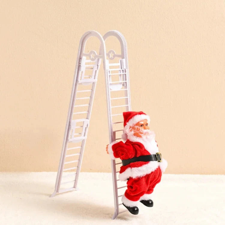 Animated Santa Figurine Climbing Motion Lights & Sound Battery-Powered