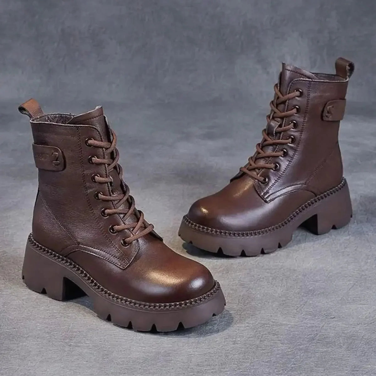 Ankle Boots Lace-Up Side Zip Platform Arch Support