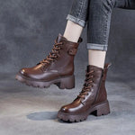 Ankle Boots Lace-Up Side Zip Platform Arch Support