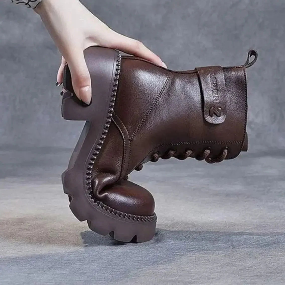 Ankle Boots Lace-Up Side Zip Platform Arch Support