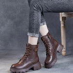 Ankle Boots Lace-Up Side Zip Platform Arch Support