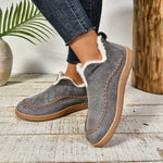 Ankle Boots Plush Lined Slip-On Textured Grip Sole