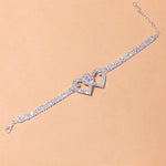 Ankle Bracelet Double Heart Copper Rhinestones Tarnish-Resistant