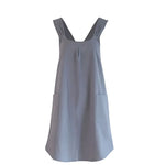 Apron Dress Cross-Back Fit Two Spacious Front Pockets Machine Washable
