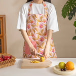 Apron Waterproof Floral Print Adjustable Strap Front Pocket