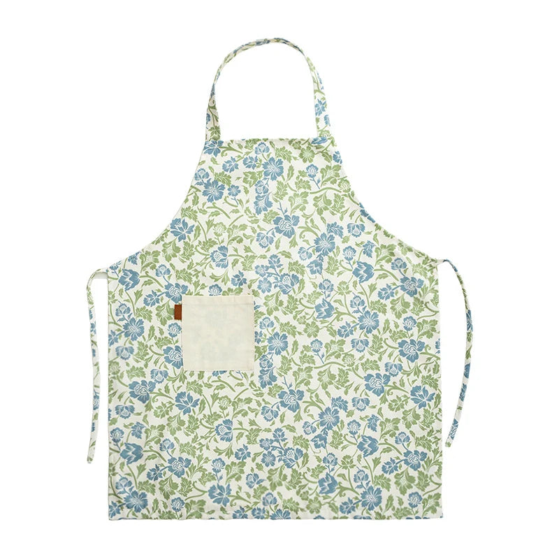 Apron Waterproof Floral Print Adjustable Strap Front Pocket