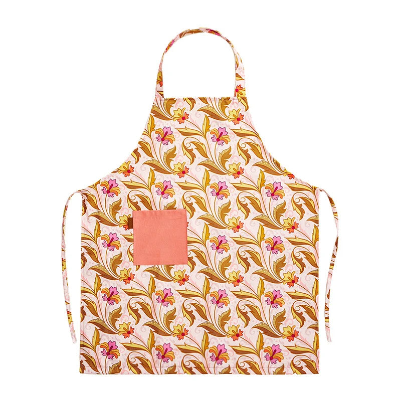 Apron Waterproof Floral Print Adjustable Strap Front Pocket