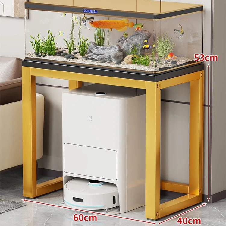 Aquarium Console Table Faux Marble Top Open Storage